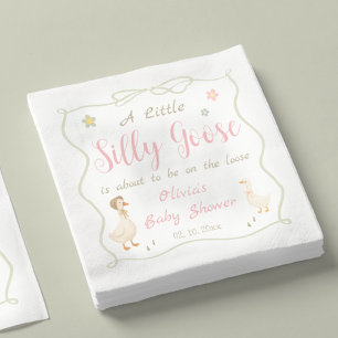 Rosa Eine Etwas Verrückte Gans Baby-Party Serviette