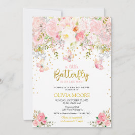 Rosa Eine kleine Schmetterlingsdusche für die Baby Einladung