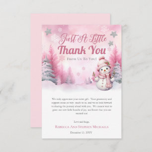 Rosa eine kleine Schneeflocke   Snow Girl Baby Dus Dankeskarte
