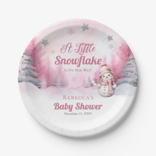 Rosa eine kleine Schneeflocke   Snow Girl Baby Dus Pappteller