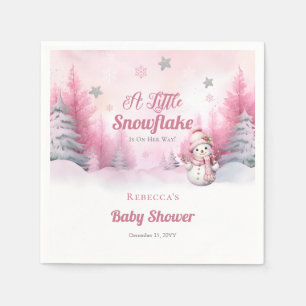 Rosa eine kleine Schneeflocke Snow Girl Baby Dus Serviette
