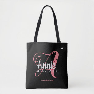 Rosa Eine Monogramm schwarz Tasche