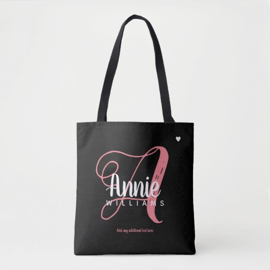 Rosa Eine Monogramm schwarz Tasche (Vorderseite)