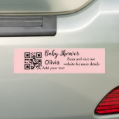 Rosa einfache Babydusche q r Code hinzufügen Name Autoaufkleber (Auf Auto)