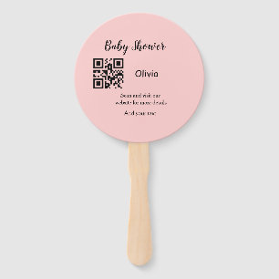 Rosa einfache Babydusche q r Code hinzufügen Name Fächer