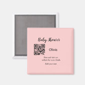 Rosa einfache Babydusche q r Code hinzufügen Name Magnet (Vorderseite/Rückseite)