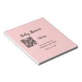 Rosa einfache Babydusche q r Code hinzufügen Name Notizblock (angewinkelt)