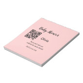 Rosa einfache Babydusche q r Code hinzufügen Name Notizblock (Rotiert)