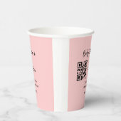 Rosa einfache Babydusche q r Code hinzufügen Name  Pappbecher (Rechts)
