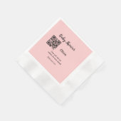 Rosa einfache Babydusche q r Code hinzufügen Name  Serviette (Ecke)