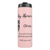 Rosa einfache Babydusche q r Code hinzufügen Name  Thermosbecher (Vorderseite)