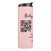 Rosa einfache Babydusche q r Code hinzufügen Name  Thermosbecher (Nach links gedreht)