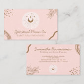 Rosa Einfache Blüten Moon Stars Spirituelles Reiki Visitenkarte (Vorne/Hinten)