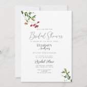 Rosa, einfache botanische Flora Brautparty Einladung (Vorderseite)