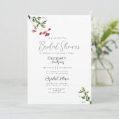 Rosa, einfache botanische Flora Brautparty Einladung (Stehend Vorderseite)