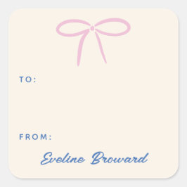 Rosa einfache Bow-Blank-Markierung Quadratischer Aufkleber
