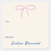 Rosa einfache Bow-Blank-Markierung Quadratischer Aufkleber (Vorderseite)