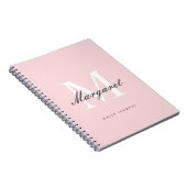 Rosa Einfache Elegante Girly Chic Monogram Name Notizblock (Rechte Seite)