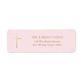 Rosa einfache, elegante Gold Cross Taufadresse (Vorne)