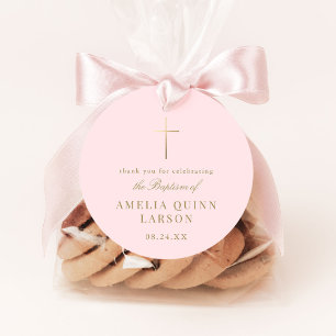 Rosa Einfache Elegante Gold Cross Taufen Christeni Geschenkanhänger