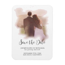 Rosa Einfache Elegante Moderne Schrift Foto Wasser Magnet