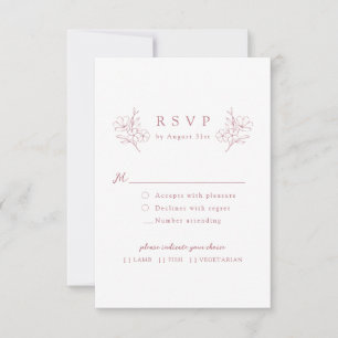 Rosa Einfache Hand Drawn Elegante Kirschblossom RSVP Karte