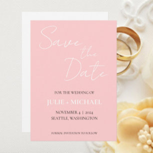 Rosa einfache Hochzeit im modernen Stil Save The Date