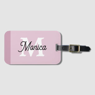 Rosa Einfache Individuelle Name Monogram Modern Gepäckanhänger