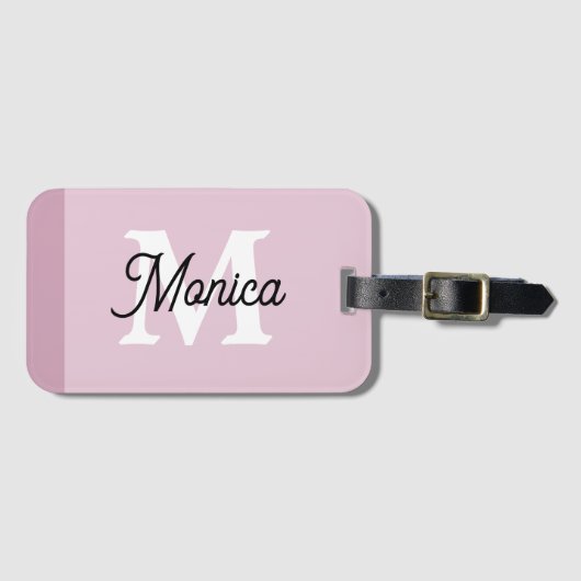 Rosa Einfache Individuelle Name Monogram Modern Gepäckanhänger (Vorderseite (Horizontal))
