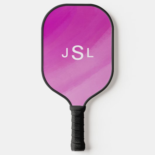 Rosa einfache Initialen niedliches Sportgeschenk f Pickleball Schläger (Vorderseite)