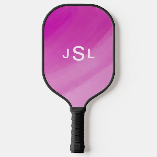 Rosa einfache Initialen niedliches Sportgeschenk f Pickleball Schläger (Rückseite)
