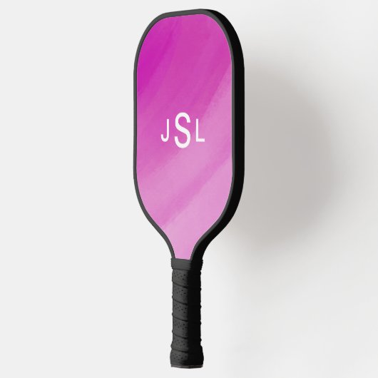Rosa einfache Initialen niedliches Sportgeschenk f Pickleball Schläger (Links)
