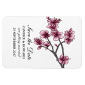 Rosa Einfache Kirschblüten Save the Date Magnet (Horizontal)