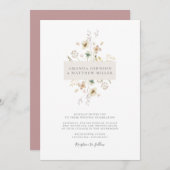 Rosa einfache Minimal-Elegante gepresste Blumenhoc Einladung (Vorne/Hinten)