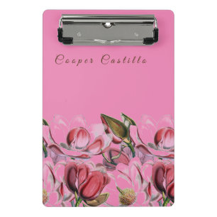 Rosa einfache professionelle Kalligrafie Magnolien Mini Klemmbrett