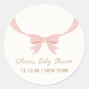 Rosa einfache Vintage-Schleife Mädchen-Baby-Party  Runder Aufkleber