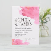 Rosa Einfache Wasserfarbenpracht Einladung (Stehend Vorderseite)