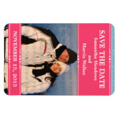 Rosa einfaches Chic-Foto Speichern Sie das Date Ma Magnet (Horizontal)