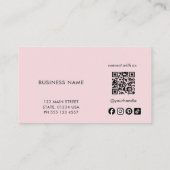 Rosa einfaches Logo QR-Code Social Media Visitenkarte (Rückseite)