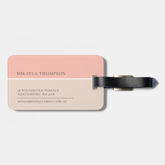 Rosa | Einfaches Monogramm Gepäckanhänger (Rückseite horizontal)