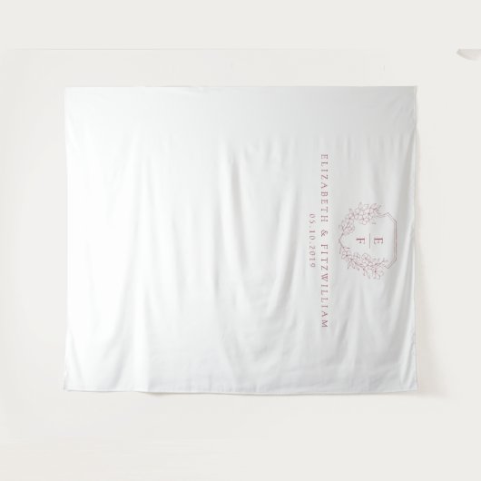 Rosa einfaches romantisches Kirschblossom Monogram Wandteppich (Vorderseite (Horizontal))
