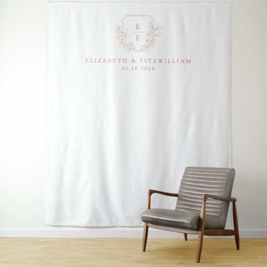 Rosa einfaches romantisches Kirschblossom Monogram Wandteppich (Beispiel)