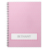 Rosa Einfaches Zickzack Personalisiertes Notebook Notizblock (Vorderseite)