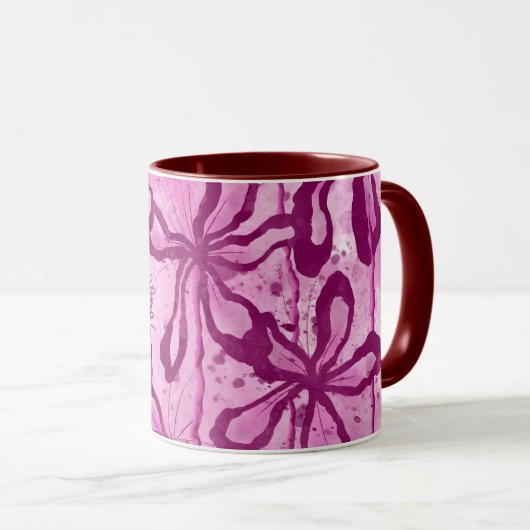 Rosa eingefärbte Blume Tasse (VorderseiteRechts)