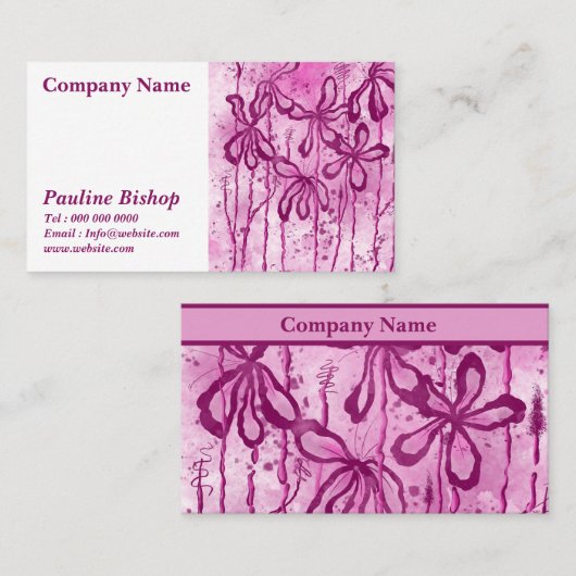 Rosa eingefärbte Blume Visitenkarte (Vorne/Hinten)