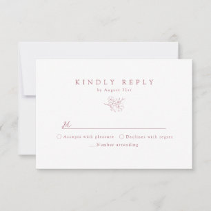 Rosa Einhandgezeichnete Kirschblossom-Hochzeit RSVP Karte