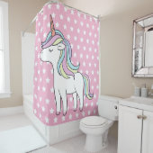 Rosa Einhorn am Sternenduschvorhang Duschvorhang (Beispiel)