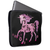 Rosa Einhorn auf Schwarzem Laptopschutzhülle (Vorne Rechts)
