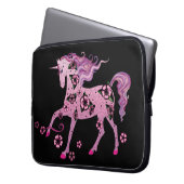 Rosa Einhorn auf Schwarzem Laptopschutzhülle (Vorderseite Links)