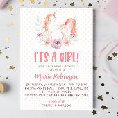 Rosa Einhorn-Blume Es ist eine Mädchendusche Einladung